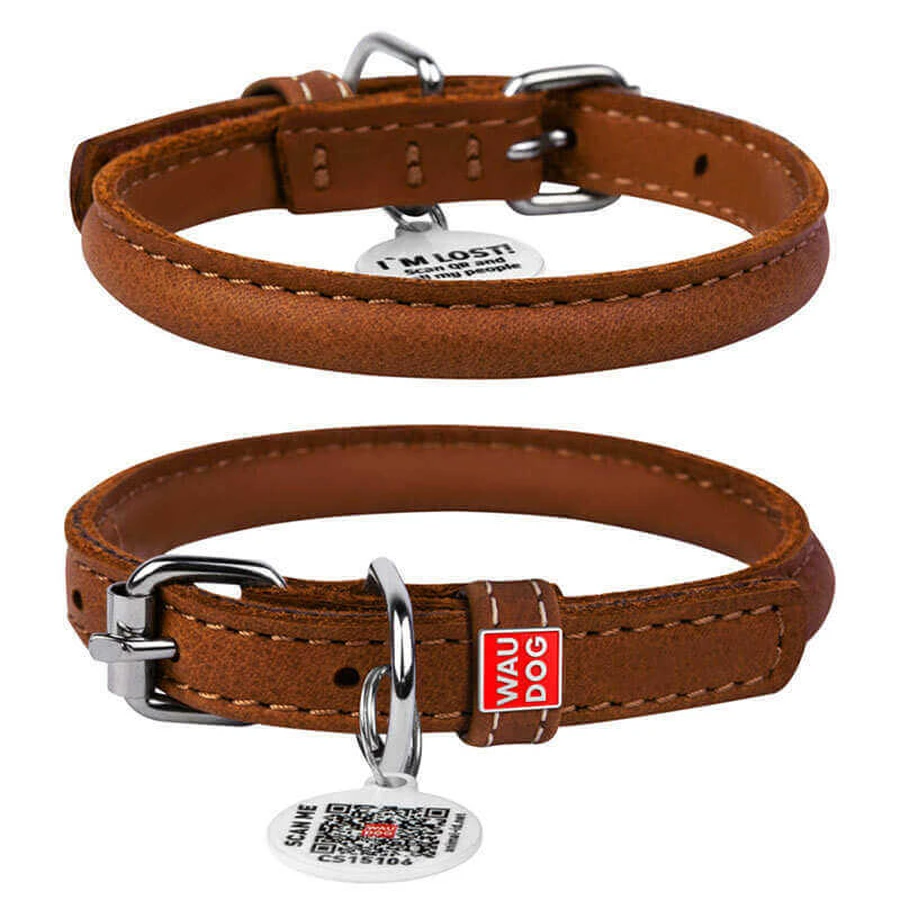 Collar WAUDOG Soft - Ошейник кожаный с QR паспортом для собак; XS2 (0,8х20-25 см) (Коричневый): цены и характеристики