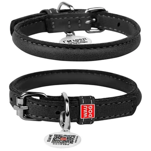 Collar WAUDOG Soft - Ошейник кожаный с QR паспортом для собак; XS2 (0,8х20-25 см) (Черный)