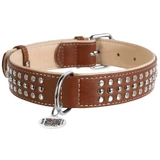 Collar WAUDOG Soft - Нашийник шкіряний з металевим декором і QR паспортом для собак; XXL (3,5х57-71 см) (Коричневий)