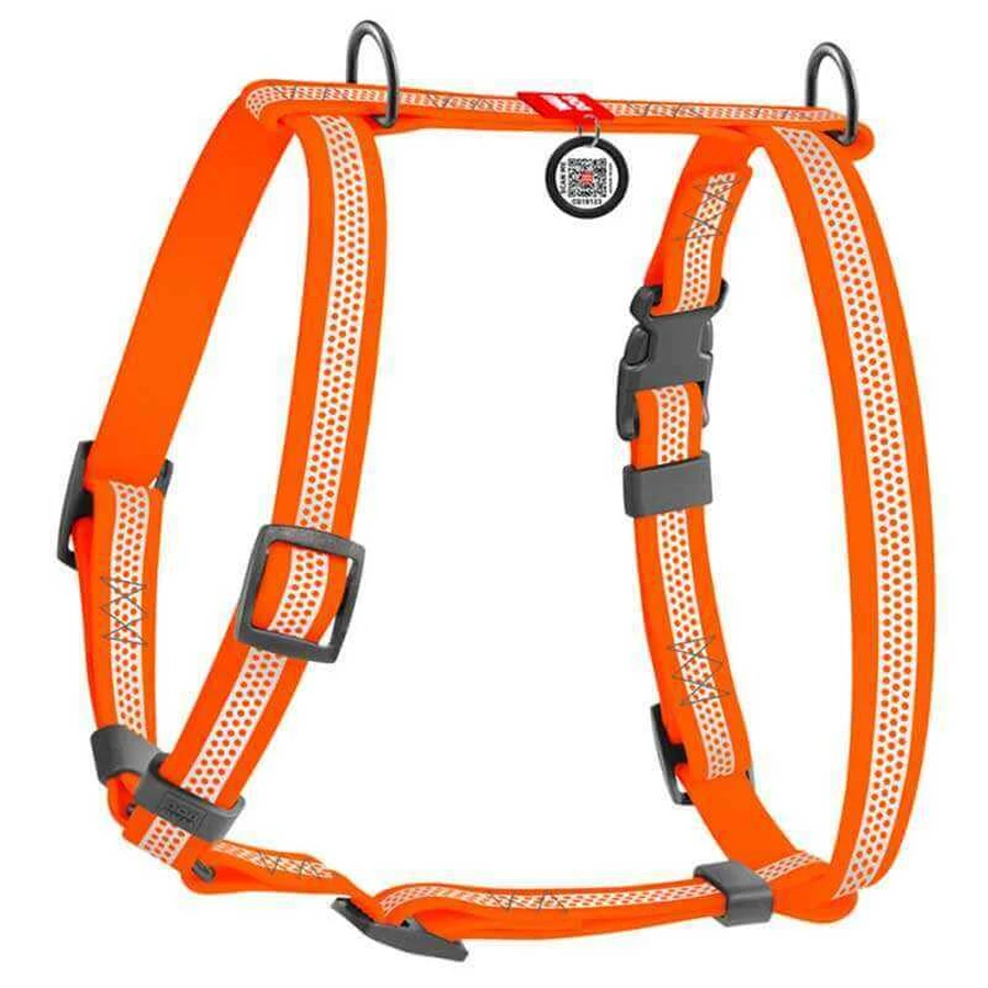 Collar WAUDOG Waterproof - Шлея водостійка світловідбивна анатомічна з QR-паспортом для собак; S/1,5х28-42х34-51 см (Помаранчевий): ціни та характеристики