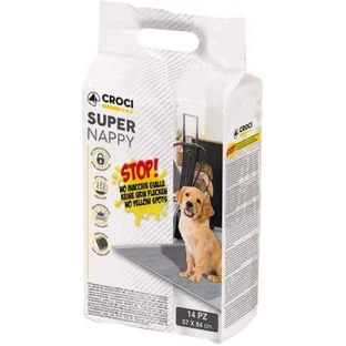 Croci (Крочи) Super Nappy Activated Carbon - Одноразовые гигиенические пеленки с активированным углем для собак и котов; 84х57 см / 14 шт.