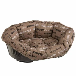 Ferplast (Ферпласт) Sofa Cities - Пластиковый лежак с подушкой из х/б ткани для котов и собак мелких пород; 52х39х21 см (Коричневый)