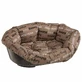 Ferplast (Ферпласт) Sofa Cities - Пластиковый лежак с подушкой из х/б ткани для котов и собак мелких пород; 73х55х27 см (Коричневый)