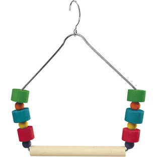 Ferplast (Ферпласт) Wooden Swing/Beads - Деревянная качеля с игрушками для попугаев, канареек и экзотических птиц; 12,5x17,5 см