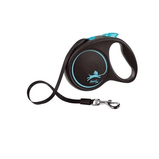 Flexi (Флекси) Black Design M - Поводок-рулетка для собак средних пород, лента (5 м, до 25 кг); M (Голубой)