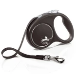 Flexi (Флексі) Black Design S - Повідець-рулетка для собак дрібних та середніх порід, стрічка (5 м, до 15 кг); S (Срібний)