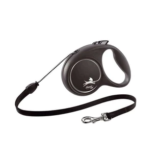 Flexi (Флекси) Black Design S - Поводок-рулетка для собак мелких и средних пород, трос (5 м, до 12 кг); S 