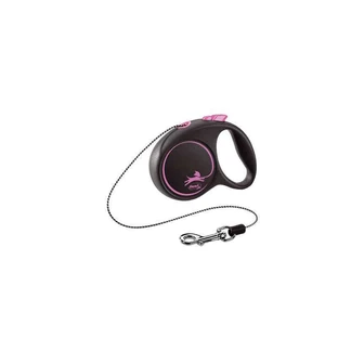 Flexi (Флексі) Black Design XS - Повідець-рулетка для собак карликових і дрібних порід, трос (3 ​​м, до 8 кг); XS (Рожевий)