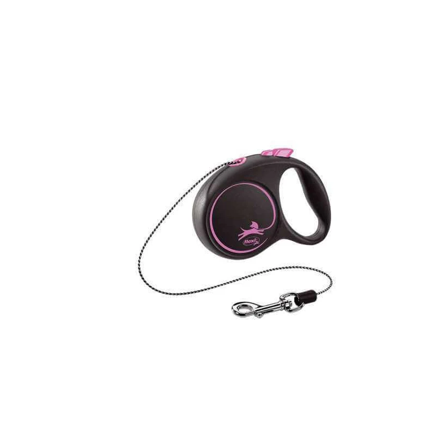 Flexi (Флексі) Black Design XS - Повідець-рулетка для собак карликових і дрібних порід, трос (3 ​​м, до 8 кг); XS (Рожевий): ціни та характеристики