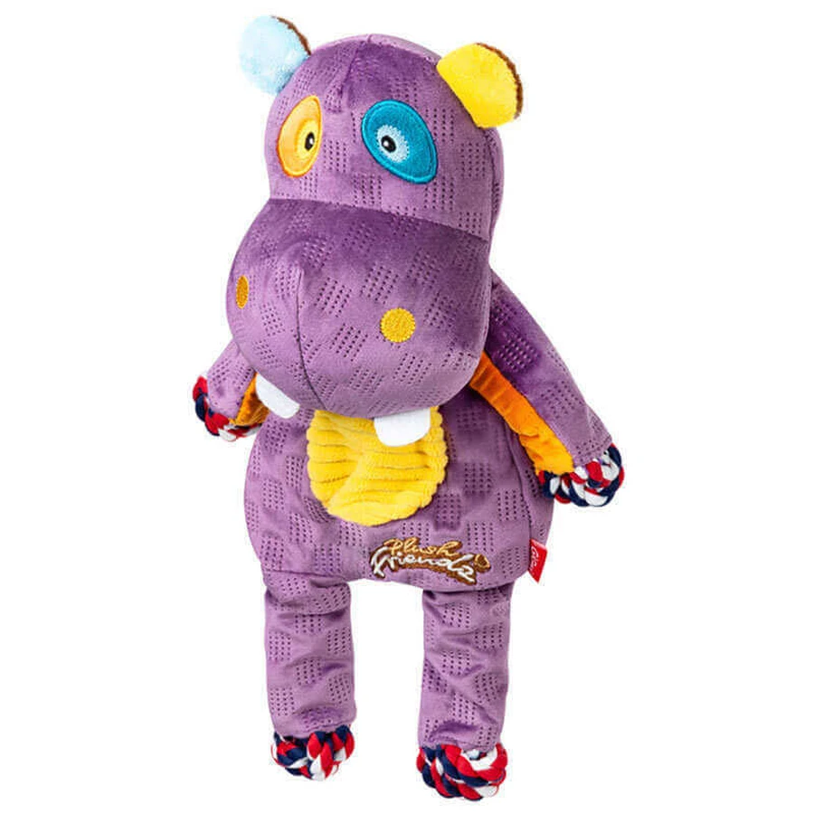GiGwi Plush Friendz – Игрушка Бегемот с веревками и пищалкой для щенков; 34х20 см: цены и характеристики