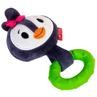 GiGwi Suppa Puppa – Игрушка Пингвин с резиновым кольцом и пищалкой для щенков; 15 см