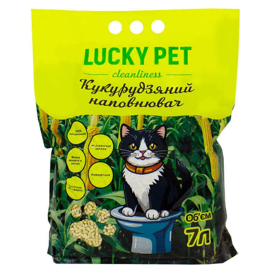 Lucky Pet - Наполнитель кукурузный комкующийся для кошачьего туалета; 7 л: цены и характеристики