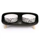 M-Pets (М-Петс) Altitude Double Raised Pet Bowl - Миска двойная на подставке для котов и собак; 2х450 мл (Черный / Белый)