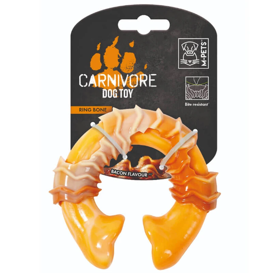 M-Pets (М-Петс) Carnivore Ring Bone - Игрушка Кость-кольцо с ароматом бекона для собак; 10,8x9,7х3,6 см (Оранжевый): цены и характеристики