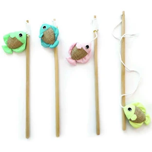 M-Pets (М-Петс) Fish Cat Wand - Игрушка-дразнилка рыбка, светящаяся в темноте для котов; 35 см (Цвета в ассортименте)