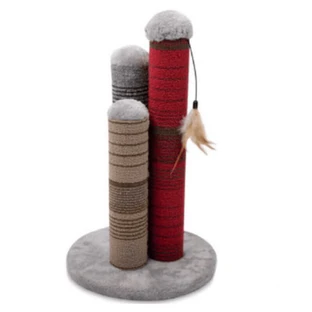 M-Pets (М-Петс) Fuego Cat Scratcher – Когтеточка с тремя столбиками и дразнилкой для котов; 30х30х47 см