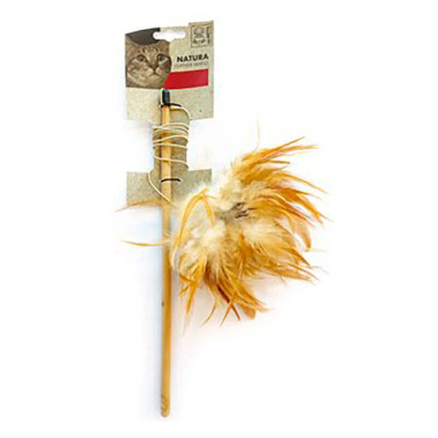 M-Pets (М-Петс) Natura Feather Wand - Іграшка-паличка з пір'ями для котів; 35,5 см (Різнокольоровий): ціни та характеристики