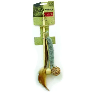 M-Pets (М-Петс) Natura Trio Wand - Игрушка-дразнилка для котов с колокольчиком и кошачьей мятой; 35 см