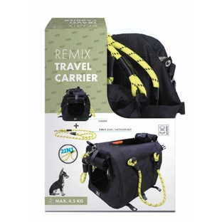 M-Pets (М-Петс) Remix Travel Carrier 2in1 Black - Складная сумка-переноска с поводком в комплекте для собак малых пород и котов весом до 4,5 кг; 41х28х28 см (Черный / Желтый)