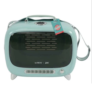 M-Pets (М-Петс) Sixties TV Pet Carrier – Переноска ТВ 60-х для котів та собак дрібних порід і гризунів; 44,7x26,6x38,4 см (Блакитний)