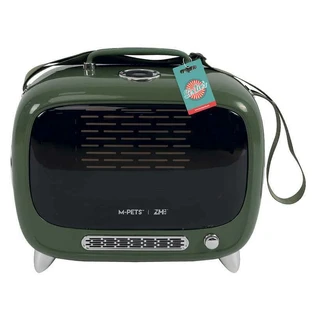 M-Pets (М-Петс) Sixties TV Pet Carrier – Переноска ТВ 60-х для котів та собак дрібних порід і гризунів; 44,7x26,6x38,4 см (Зелений)