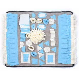 M-Pets (М-Петс) Stratege Snuffle Mat Rectangle - Нюхальний килимок інтерактивний Стратегія для собак (прямокутний); 70х65х2 см (Блакитний / Білий)