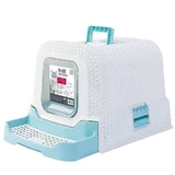 M-Pets (М-Петс) Suez Rattan Cat Toilet – Закритий котячий туалет з вугільним фільтром та висувними сходами; 69х41х42 см (Блакитний)