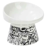 M-Pets (М-Петс) Urbanstyle Tilt'd Raised Ceramic Bowl Black and White - Піднята керамічна чаша для тварин; М (250 мл) (Чорний / Білий)