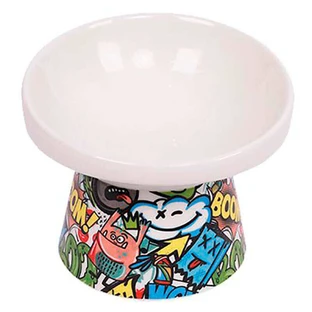 M-Pets (М-Петс) Urbanstyle Tilt'd Raised Ceramic Bowl Multicolor - Піднята керамічна чаша для тварин; М (250 мл) (Різнокольоровий)