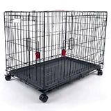 M-Pets (М-Петс) Voyager Crate 2 doors with Wheels – Дротова клітка на колесах з 2 дверима та замком Securo lock для собак; S (61х46х48 см) (Чорний)