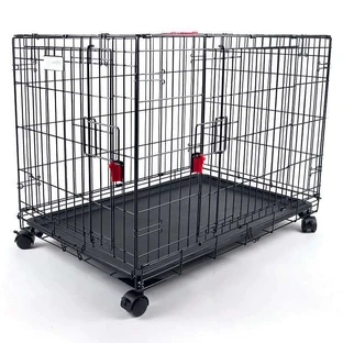M-Pets (М-Петс) Voyager Crate 2 doors with Wheels – Проволочная клетка на колёсах с 2 дверями и замком Securo lock для собак; S (61х46х48 см) (Черный)