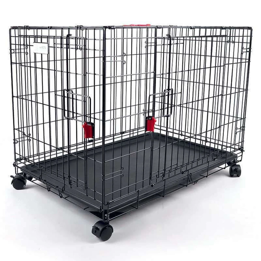 M-Pets (М-Петс) Voyager Crate 2 doors with Wheels – Проволочная клетка на колёсах с 2 дверями и замком Securo lock для собак; S (61х46х48 см) (Черный): цены и характеристики