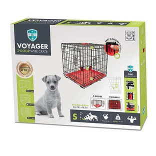 M-Pets (М-Петс) Voyager Wire Crate 2 doors – Дротова клітка з 2 дверима та запатентованим замком Securo lock для собак; S (61х46х48 см) (Червоний)