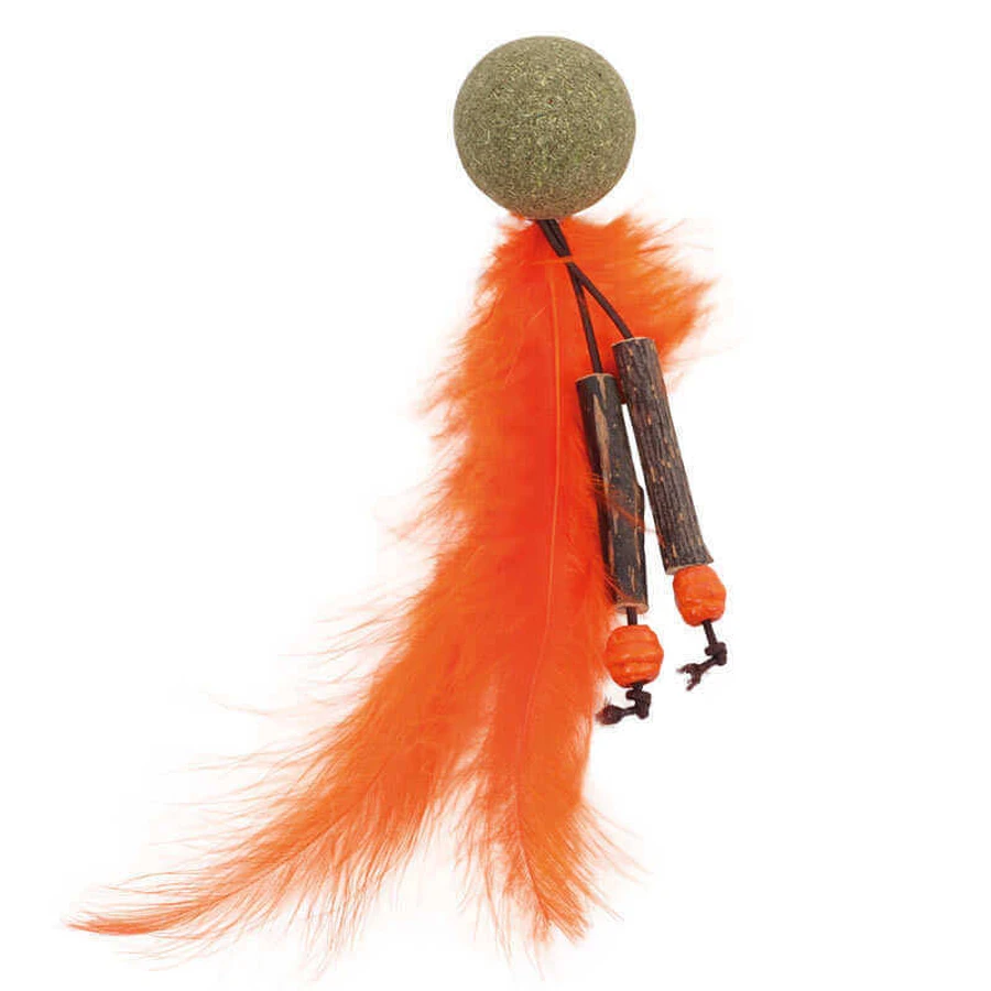 M-Pets Charmy Catnip Toy Bugbear - Іграшка-кулька з пір'ям і котячою м'ятою для котів; 11,5x3x3 см (Помаранчевий): ціни та характеристики