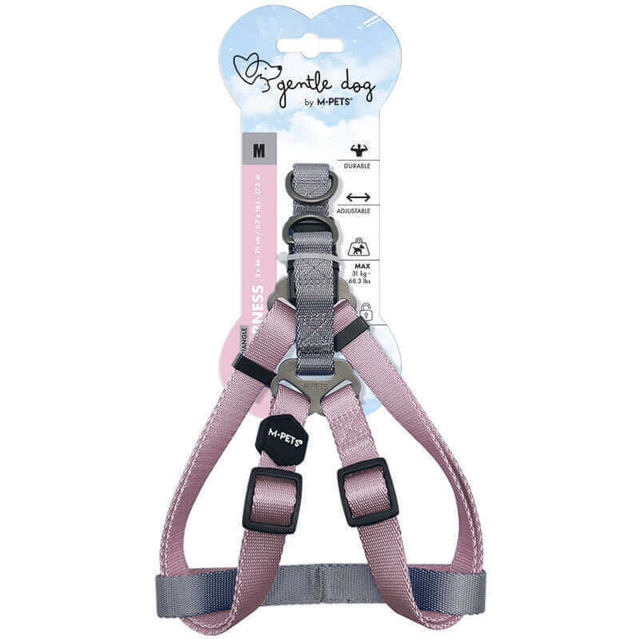 M-Pets Gentle Dog Triangle - Шлея треугольная для маленьких, средних и крупных пород собак; M/2x46-70 см (Розовый): цены и характеристики