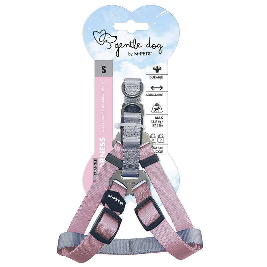 M-Pets Gentle Dog Triangle - Шлея трикутна для малих, середніх та великих порід собак; S/1,5x34-50 см (Рожевий): ціни та характеристики