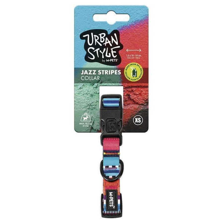 M-Pets Urban Style Jazz Stripes Dog Collar - Нашийник з принтом смужки для маленьких, середніх і великих порід собак; XS/1,5x15 - 25 см: ціни та характеристики