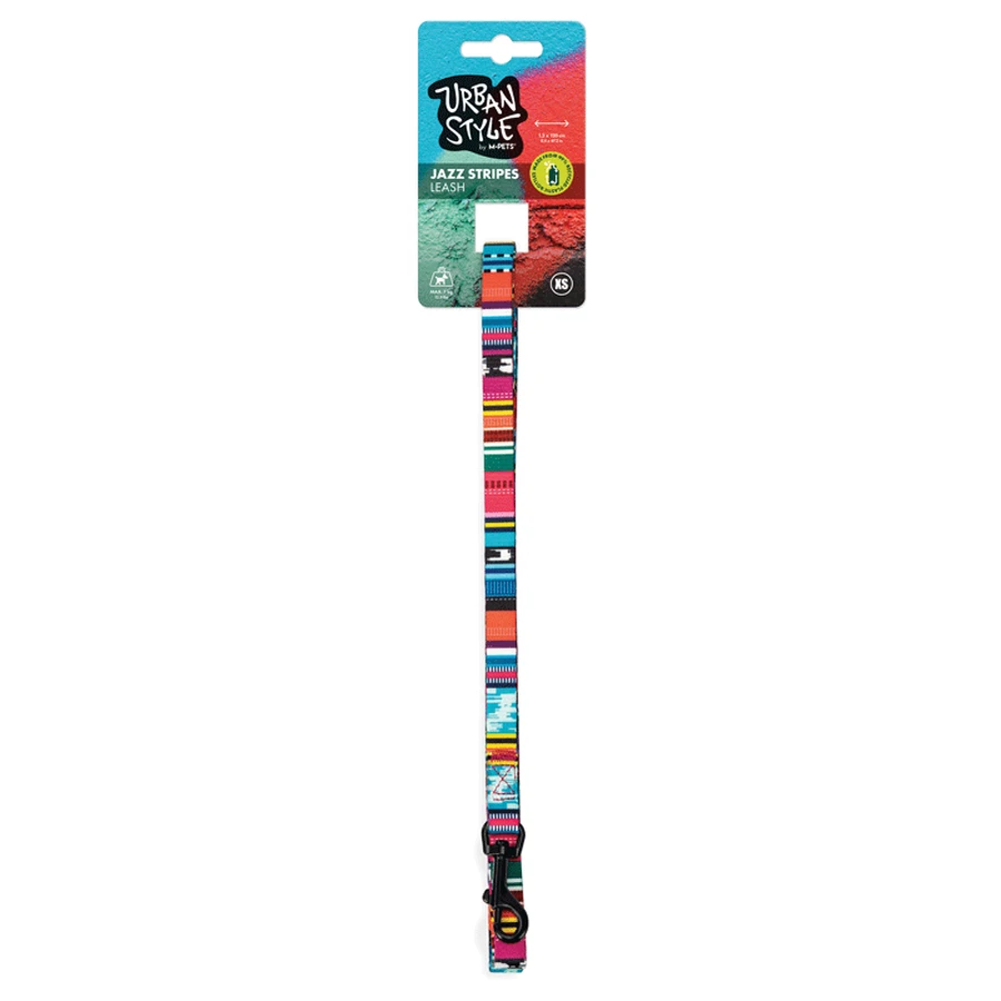 M-Pets Urban Style Jazz Stripes Leash Dog - Повідець з принтом смужки для малих, середніх і великих порід собак; 1,2х120 см (Різнокольоровий): ціни та характеристики