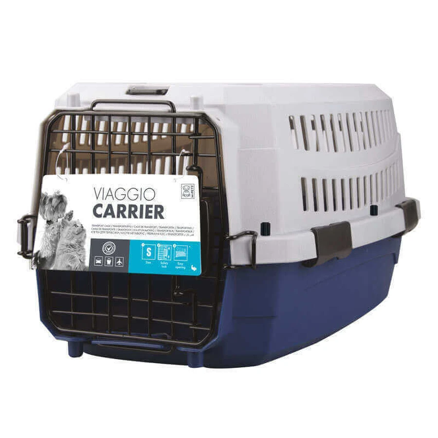M-Pets Viaggio Carrier-XS-S IATA - Пластикова переноска для котів і собак маленьких порід; 58,4x38,7x33 см (Сірий / Синій): ціни та характеристики