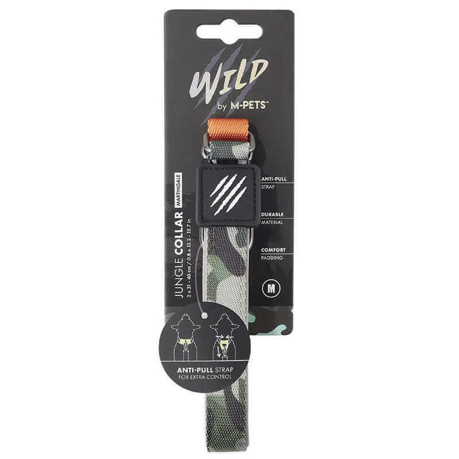 M-Pets Wild Jungle Collar Dog - Нашийник з принтом джунглі для маленьких, середніх і великих порід собак; M/2x31-40 см: ціни та характеристики
