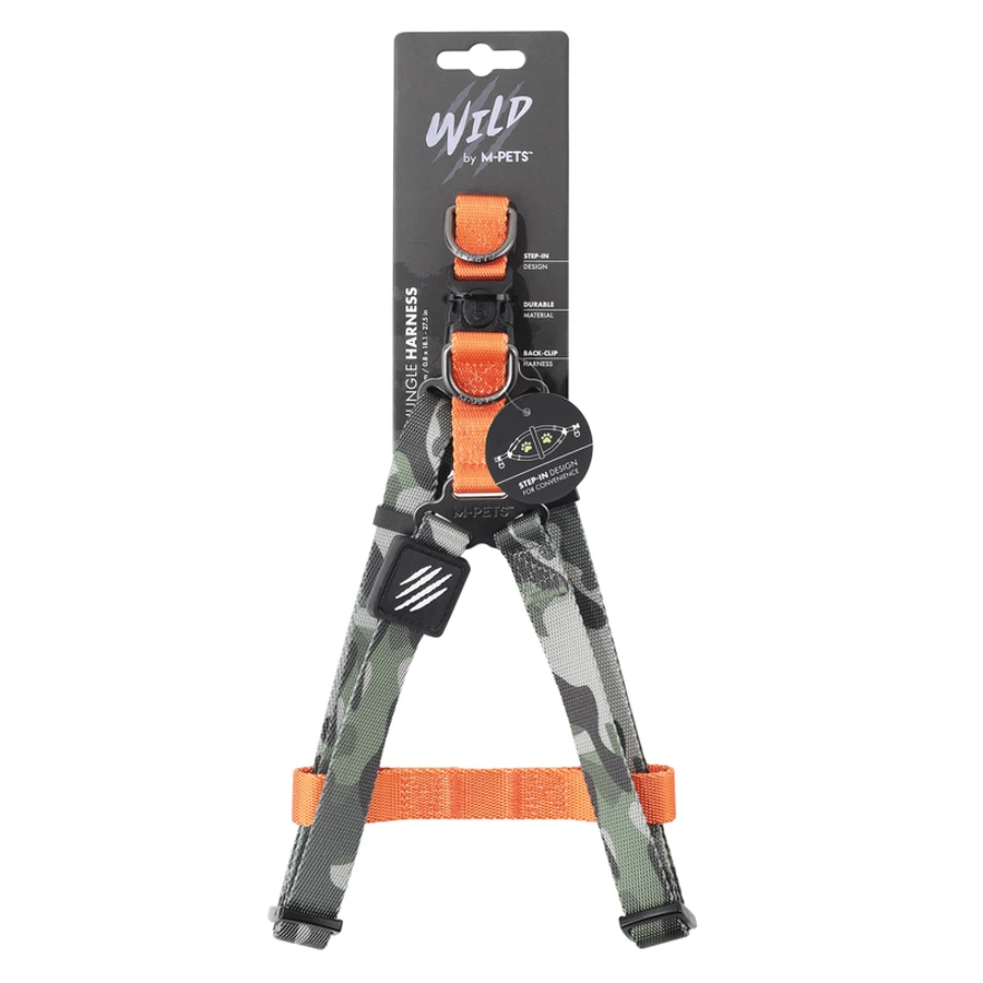 M-Pets Wild Jungle Dog Harness - Шлея з принтом джунглі та фастексом для маленьких, середніх і великих порід собак; M/2x46-70 см: ціни та характеристики