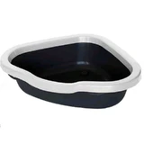 Petmax (Петмакс) Cat Litter Corner - Відкритий кутовий лоток для котячого туалету; 55х42,5х14 см (Білий / Темно-сірий)
