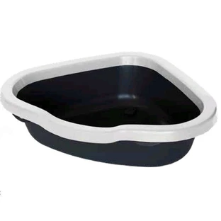 Petmax (Петмакс) Cat Litter Corner - Відкритий кутовий лоток для котячого туалету; 55х42,5х14 см (Білий / Темно-сірий)