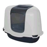 Petmax (Петмакс) Cat Toilet Ella Corner – Закритий кутовий туалет для котів з совком у комплекті; 55х42,5х42 см (Білий / Темно-сірий)