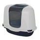 Petmax (Петмакс) Cat Toilet Ella Corner – Закритий кутовий туалет для котів з совком у комплекті; 55х42,5х42 см (Білий / Темно-сірий)