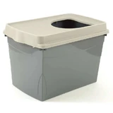 Petmax (Петмакс) Cat Toilet Jump – Закритий туалет для котів із верхнім входом; 58х39х38,5 см (Білий / Темно-сірий)