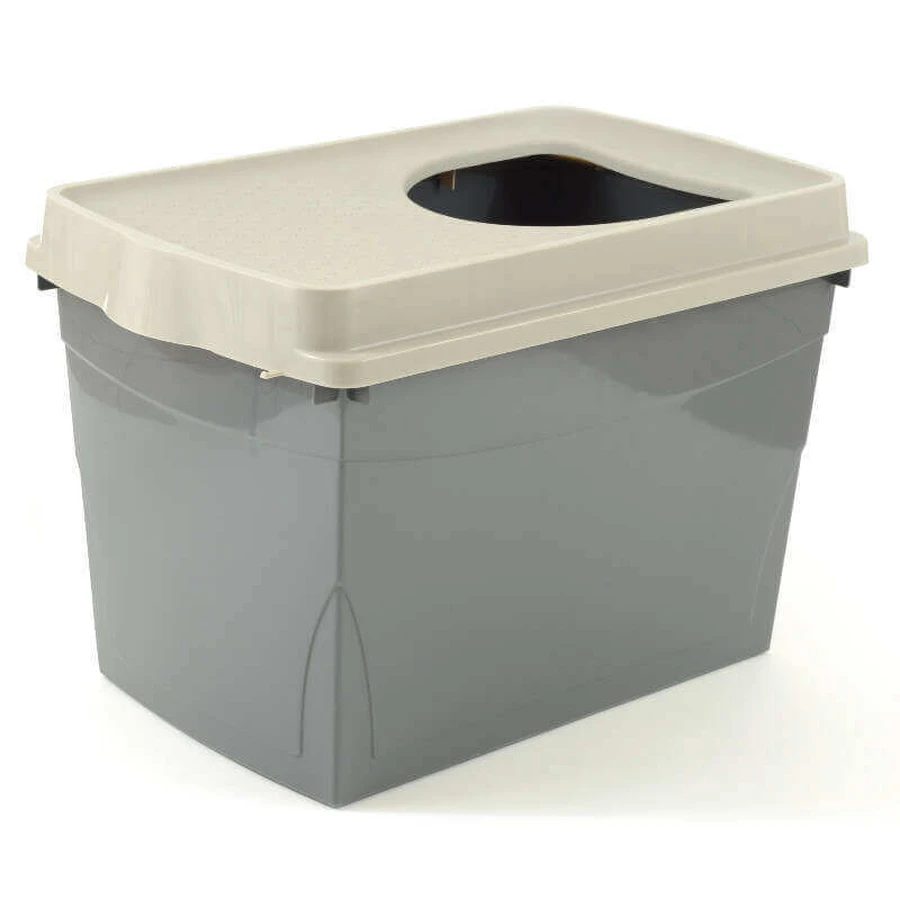 Petmax (Петмакс) Cat Toilet Jump – Закрытый туалет для котов с верхним входом; 58х39х38,5 см (Белый / Темно-серый): цены и характеристики
