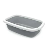 Petmax (Петмакс) Cat Toilet Pop Up Square – Відкритий прямокутний лоток для котячого туалету; 58,5х38,5х16 см (Білий / Темно-сірий)