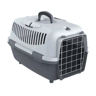 Petmax (Петмакс) Nomade Lux 1 Metal Door - Переноска для животных весом до 6 кг с металлической дверью; 48x32x32 см (Светло-серый / Темно-серый)
