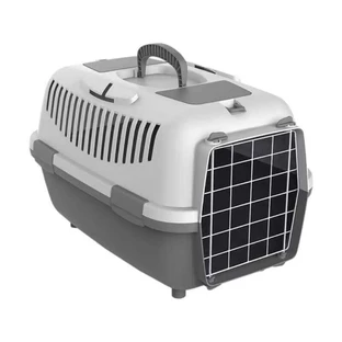 Petmax (Петмакс) Nomade Lux 3 Metal Door - Переноска для собак вагою до 12 кг з металевими дверима; 61х40х38 см (Світло-сірий / Темно-сірий)